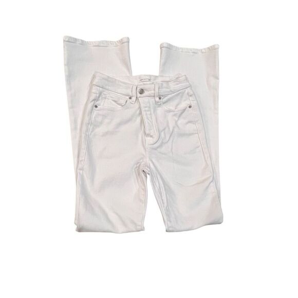 Good American Button Fly Waist Cinched White Flared Leg Bell Bottom Jeans Size 2 - Picture 3 of 5